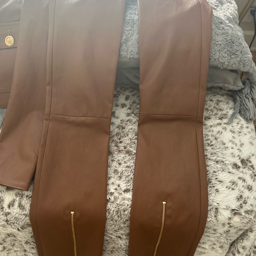 Brown Leather Jacket and Pants Set Susan bender - Picture 3 of 3